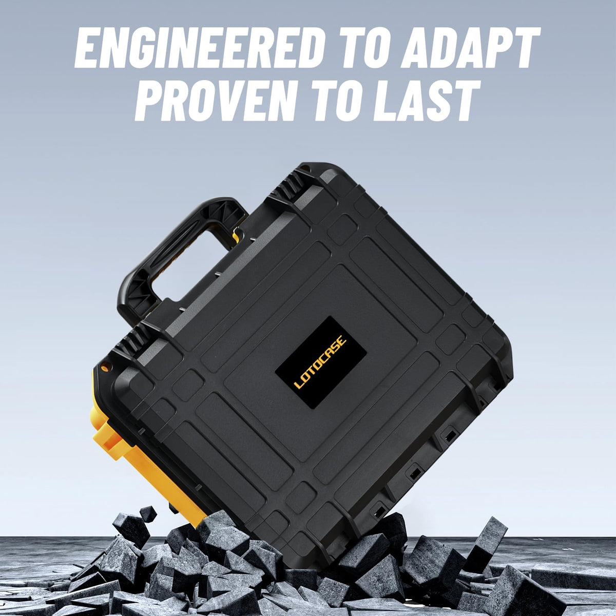 LOTOCASE Dewalt case battery compartments organize batteries and chargers neatly.