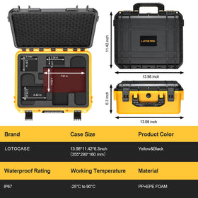 LOTOCASE Dewalt case rugged polypropylene shell protects tools from dust and impacts.