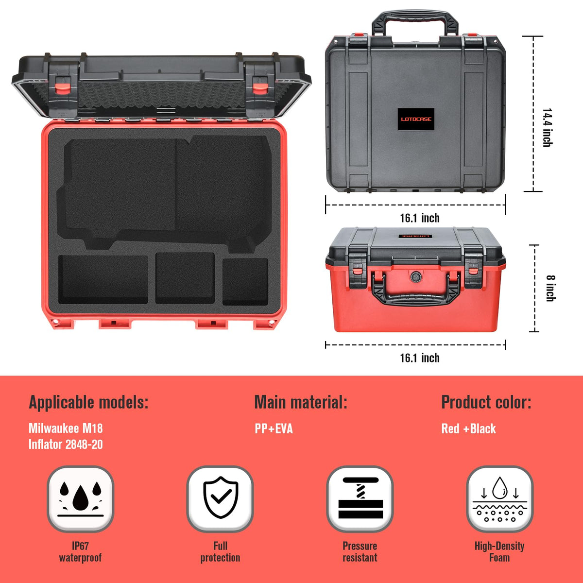 LOTOCASE EVA protection layers guard against impacts and scratches.