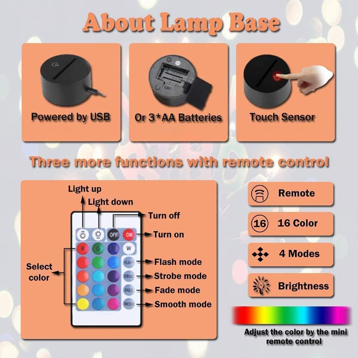 Louhh dual start mode night light powered by USB or batteries