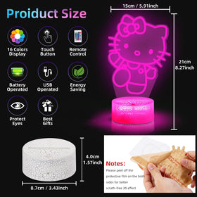LOUHH Kitty Night Light features touch and remote control for easy color changes