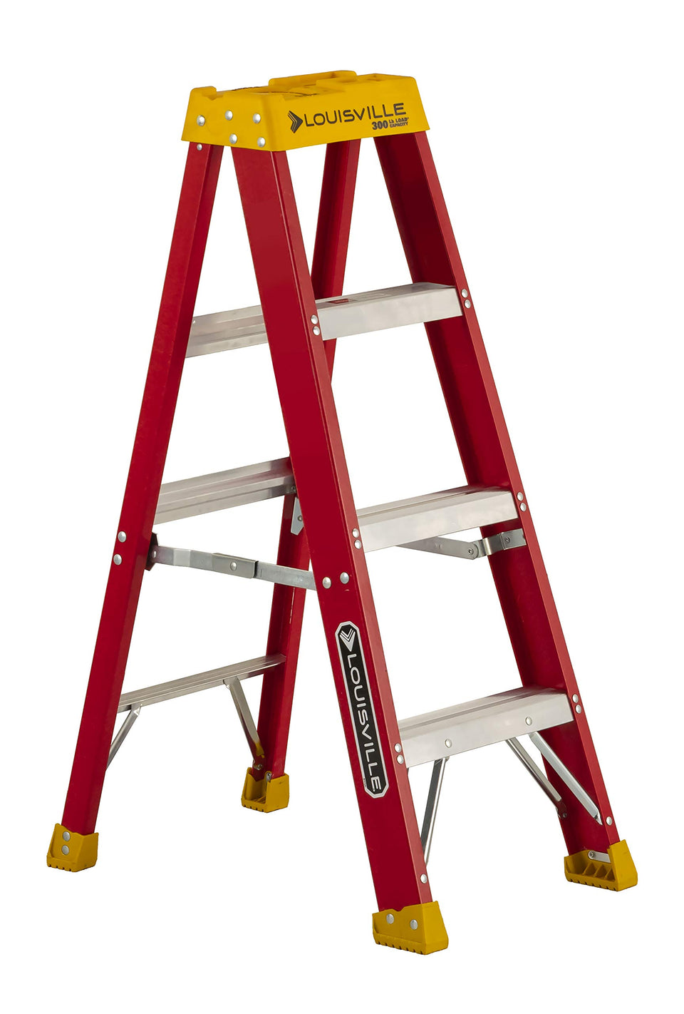 Louisville Ladder 4-Foot Fiberglass Step Ladder front view highlighting non-conductive safety