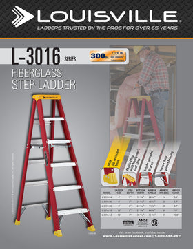 Louisville Ladder with pinch-resistant spreaders for safer setup