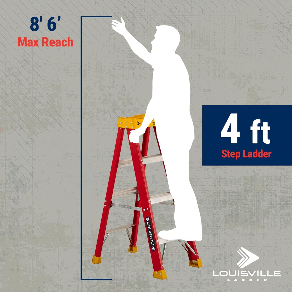 Louisville Ladder slip-resistant feet with thick rubber tread on all legs