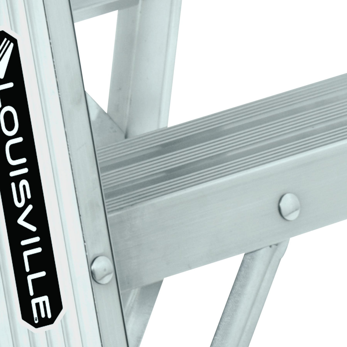 Louisville Ladder center-pull spreader brace enables easy setup.