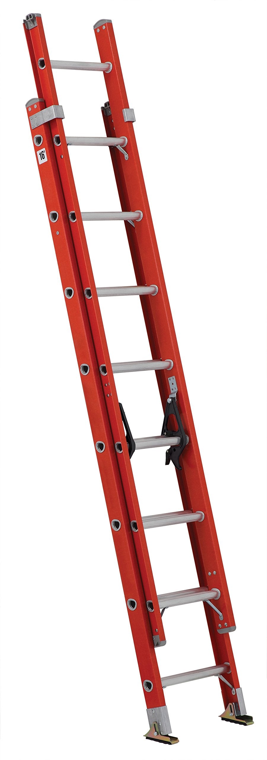 Louisville Ladder FE3216 16ft fiberglass extension shows non-conductive safety for electrical work