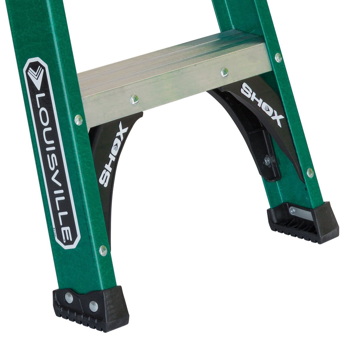 Louisville Ladder 12-inch rung spacing provides comfortable climbing.