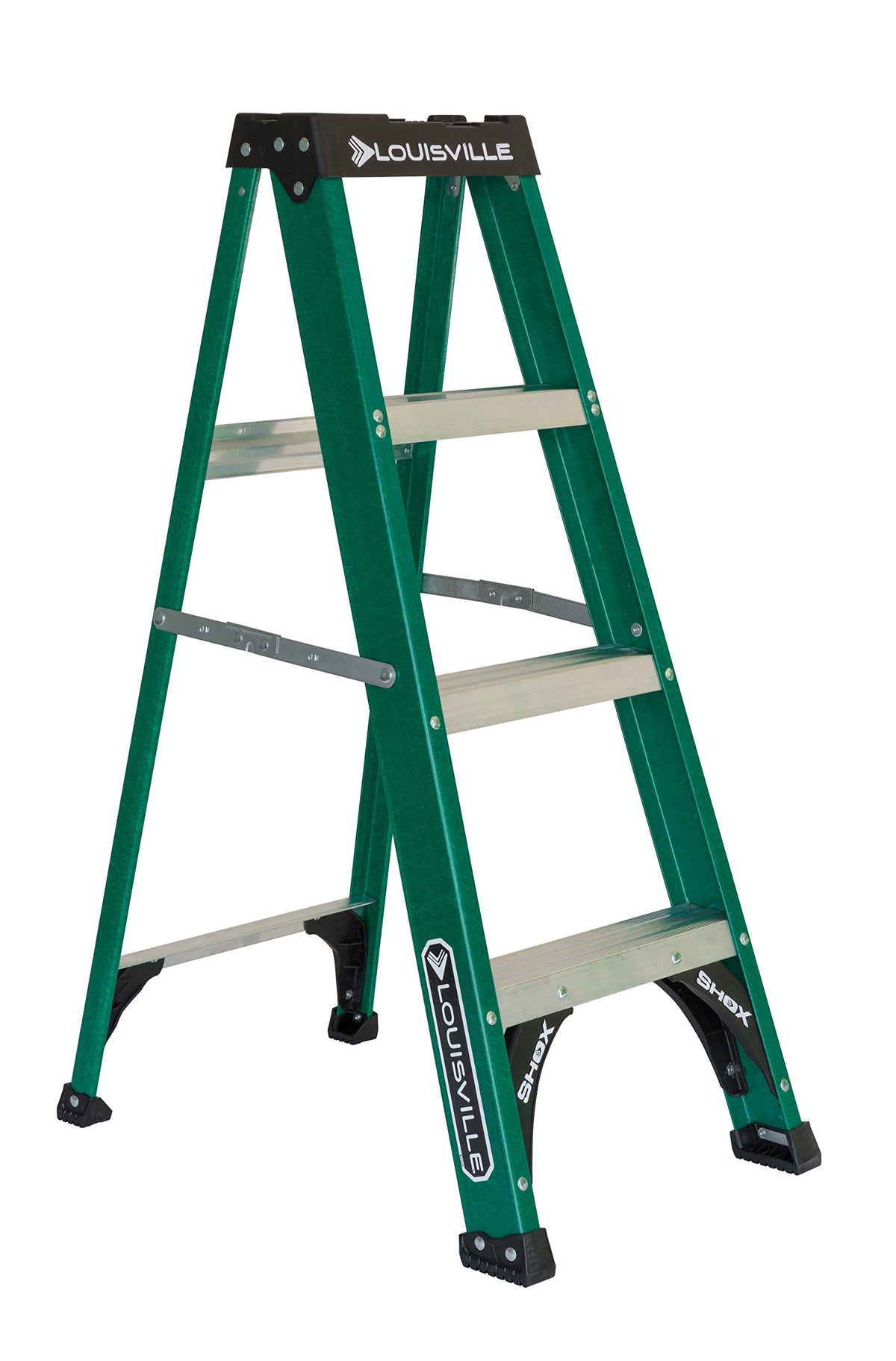Louisville Ladder fiberglass 4ft nonconductive body promotes safe, electrical-friendly use.