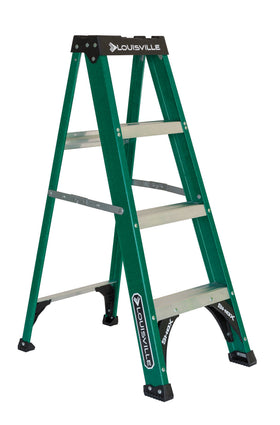 Louisville Ladder fiberglass 4ft nonconductive body promotes safe, electrical-friendly use.