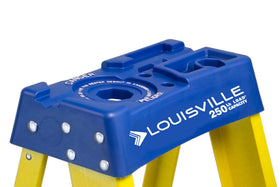 Louisville Ladder FS2005 non-conductive fiberglass supports electrical-safe work.