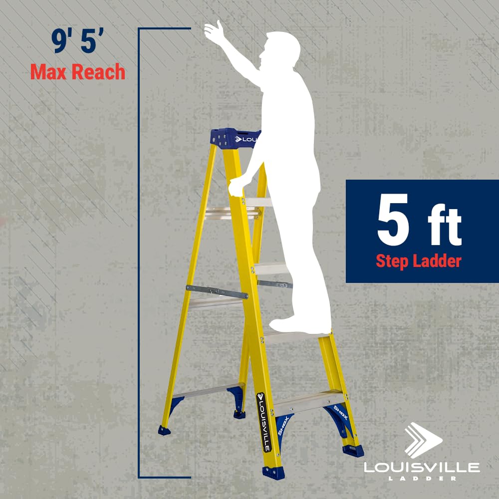 Louisville Ladder FS2005 Pro Top magnet tray boosts tool access during tasks.