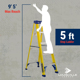Louisville Ladder FS2005 Pro Top magnet tray boosts tool access during tasks.