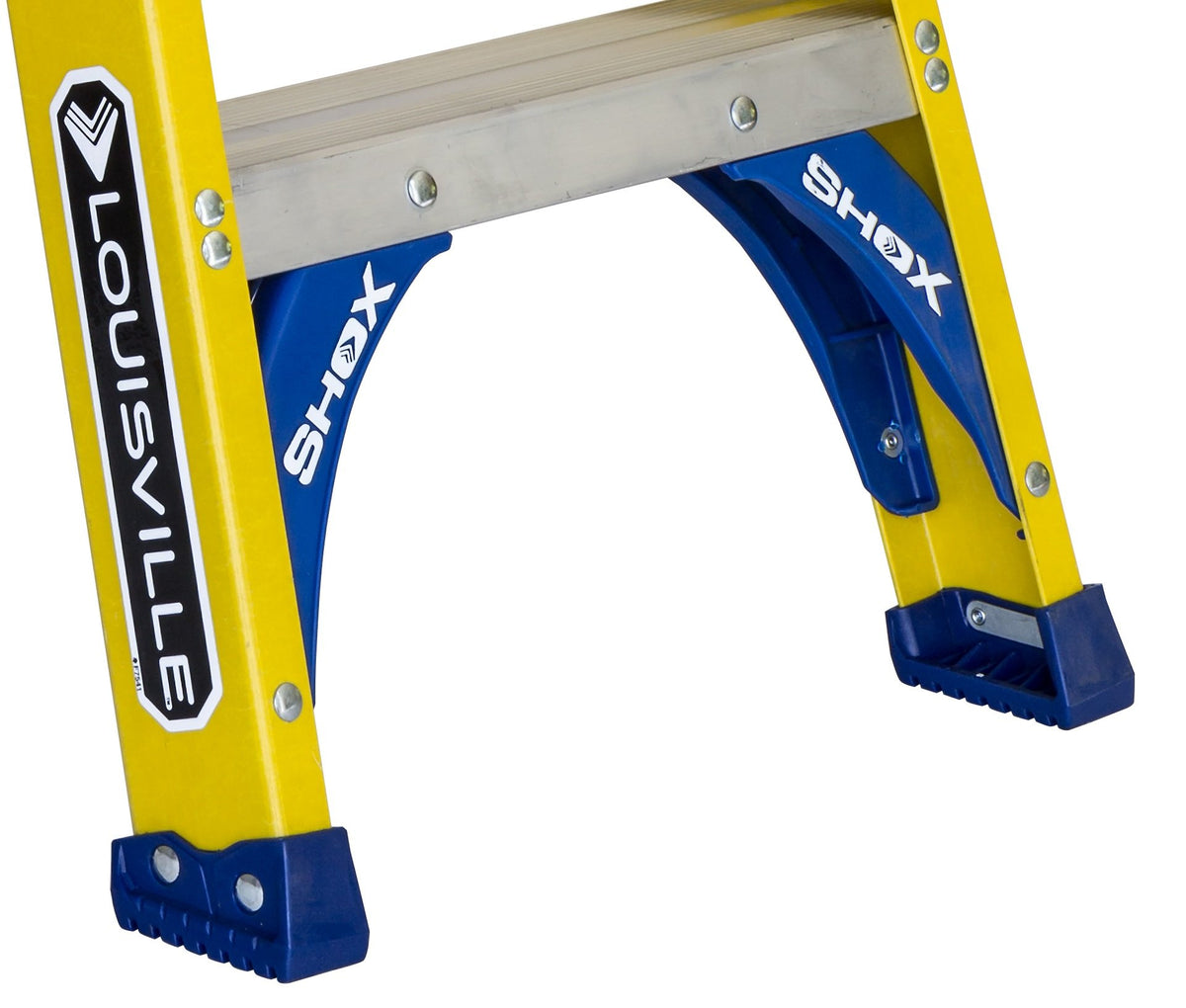 Louisville Ladder FS2005 slip-resistant feet provide secure footing on varied surfaces.