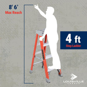 Grooved steps on Louisville Ladder for enhanced traction