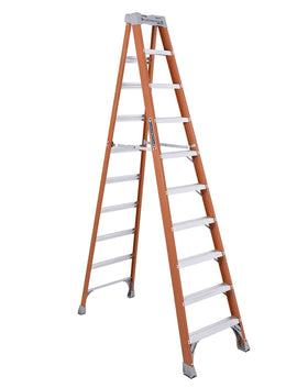 Louisville Ladder Pro Top with magnet tray helps keep tools at hand during work