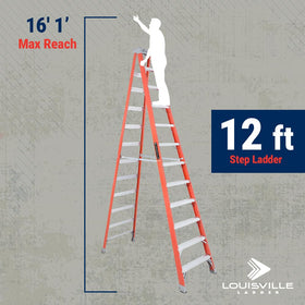 Louisville Ladder slip-resistant feet provide stable footing on varied surfaces.