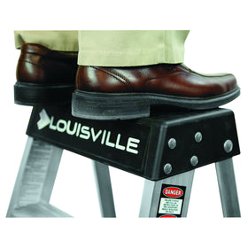 Louisville Ladder slip-resistant rubber tread improves stability.