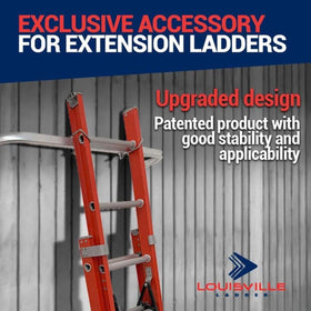 Louisville Ladder LP-2200 stabilizer side installation enables quick setup on uneven surfaces.
