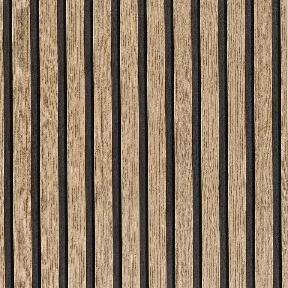 LOVADA Brown Wood Slats wallpaper closeup reveals textured grain on walls