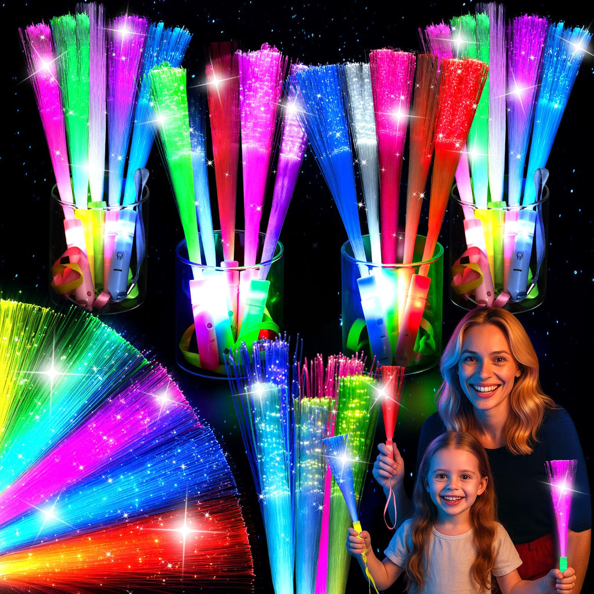LovesTown glow sticks 24pcs colorful wands glow bright for weddings and night-time parties.