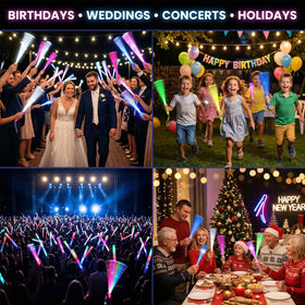 LovesTown 24pcs glow sticks used as night-time event props for striking visuals.