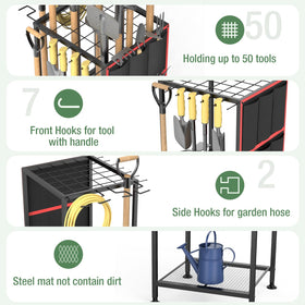 Lovind Garden Tool Organizer long-handled slots organize rakes and shovels efficiently.