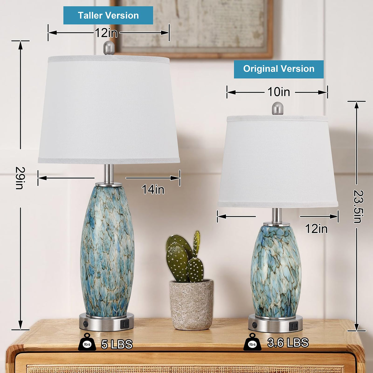 Lovlast pair of lamps complements coastal modern decor in living rooms and bedrooms.