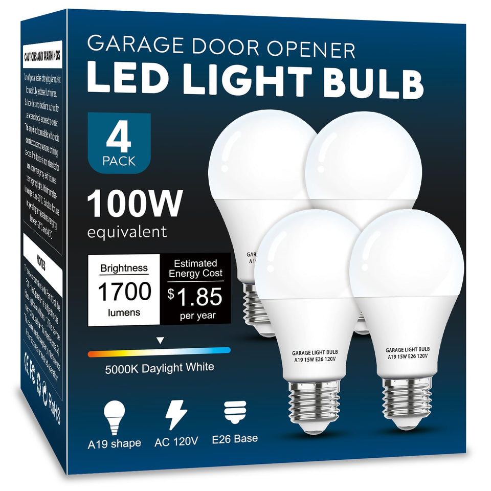 LOXYEE garage door opener LED bulb front view provides bright 5000K daylight for clear visibility