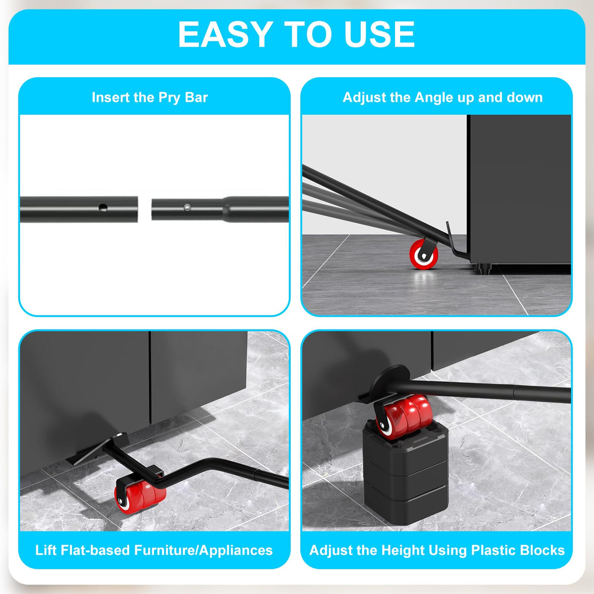 LOYAL TIGER furniture lifter with lever design enables solo lifting.