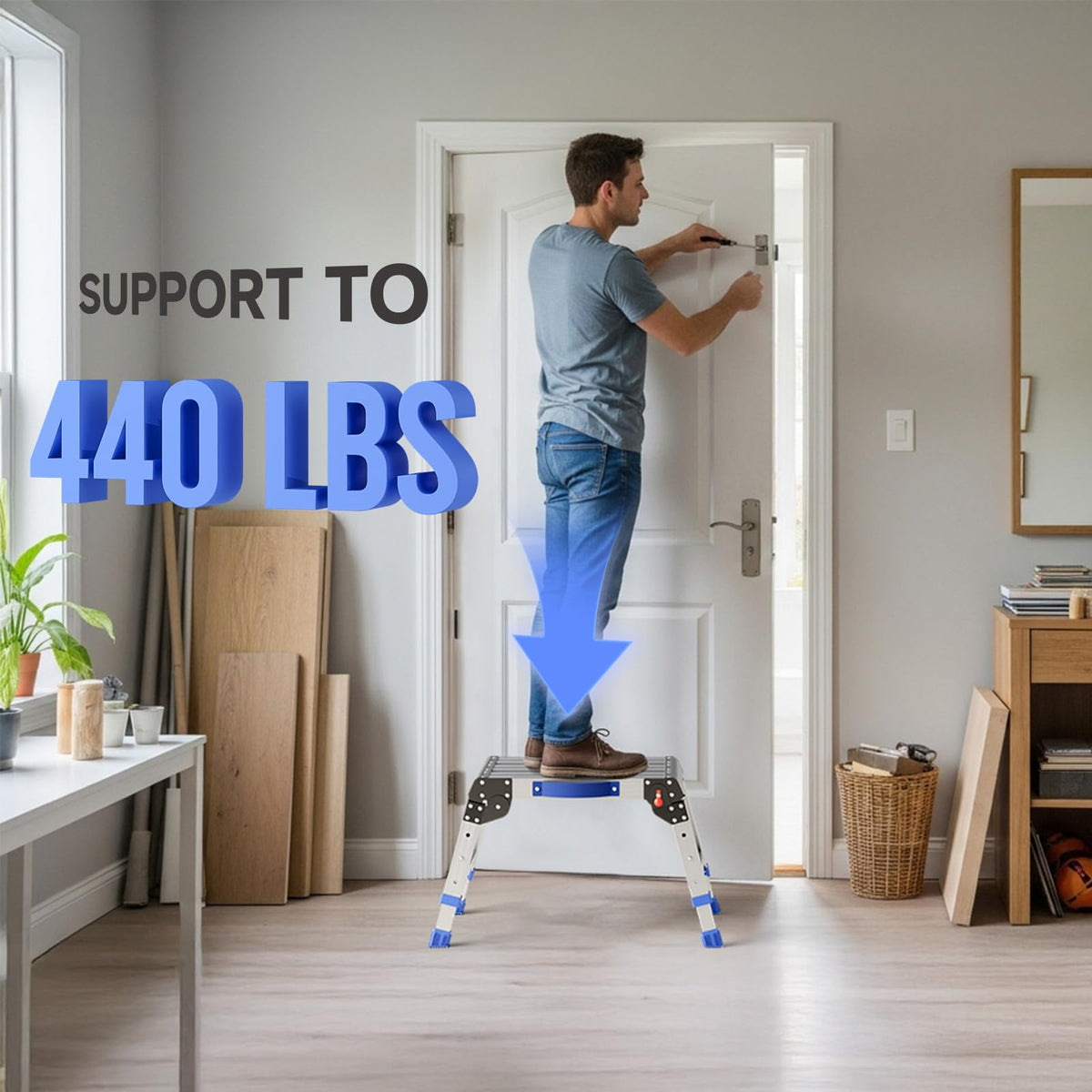Loyoda adjustable-height step stool set to three positions for versatile reach