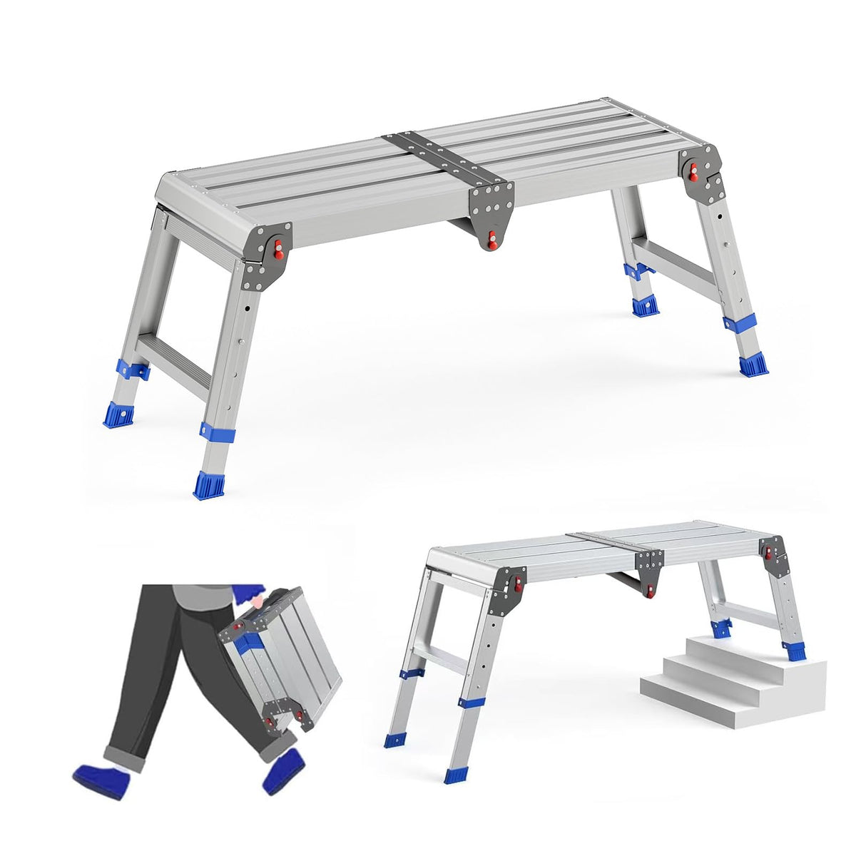 Loyoda folding work platform for adults provides easy reach and stability