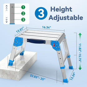 Loyoda Work Platform shows three height settings for versatile reach.
