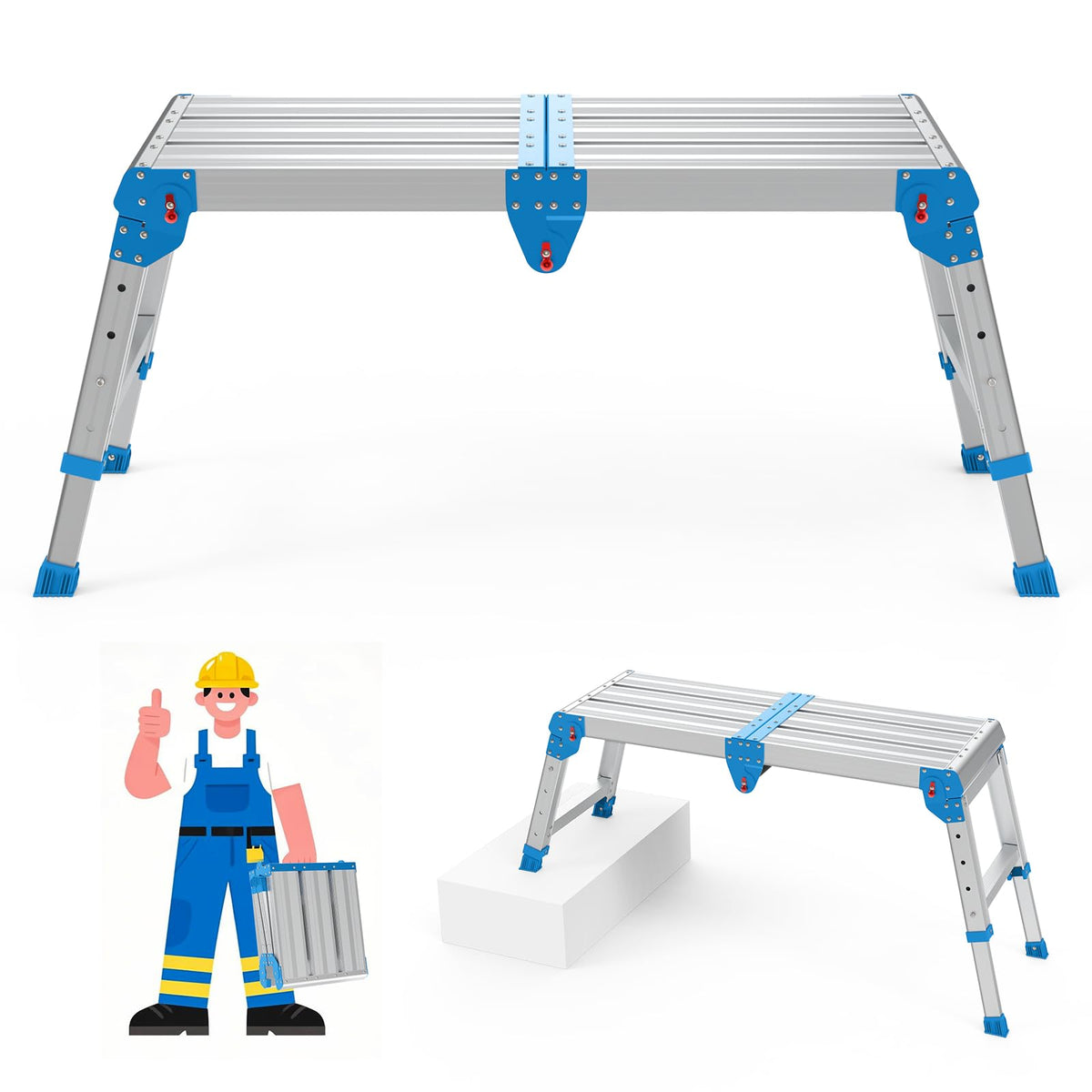 Loyoda Work Platform 500lbs blue in use on a cabinet for reach