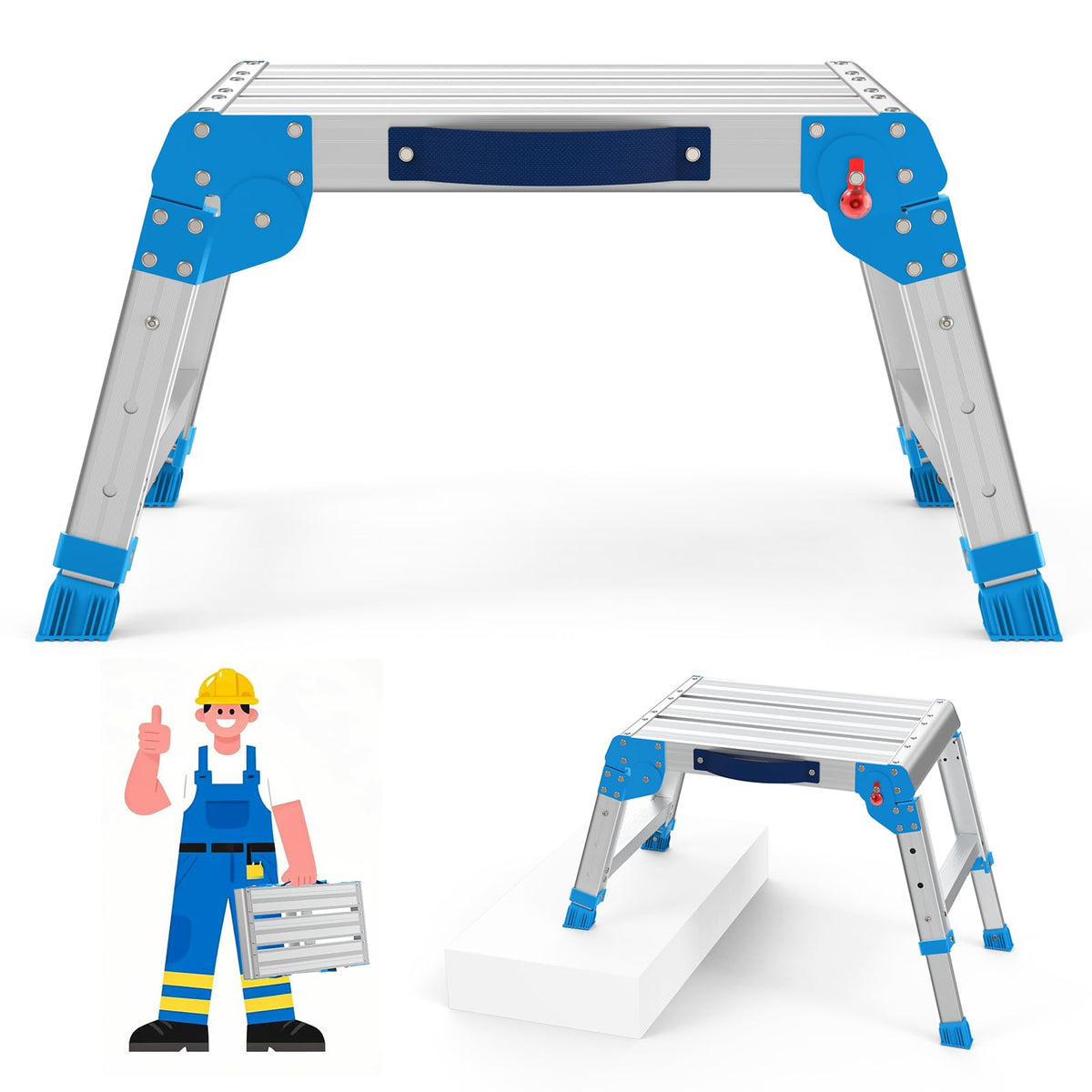 Loyoda Work Platform shows 600lbs capacity for stable support.