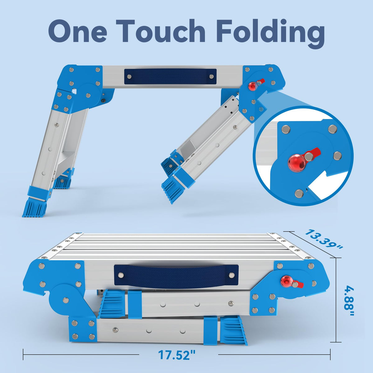 Loyoda Work Platform textured non-slip surface improves grip on slick floors.