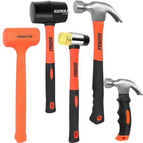 LOZAGU 2lb dead blow hammer with steel ball reduces rebound for steady driving.