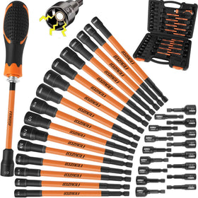 LOZAGU magnetic nut-driver set with long handle in a complete case for easy storage.