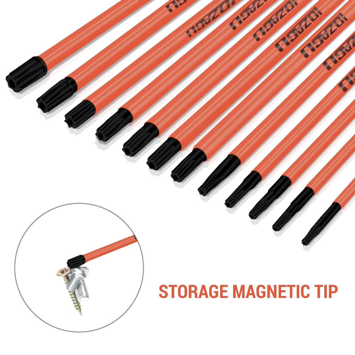 LOZAGU magnetic torx bits hover securely, aiding quick screw engagement
