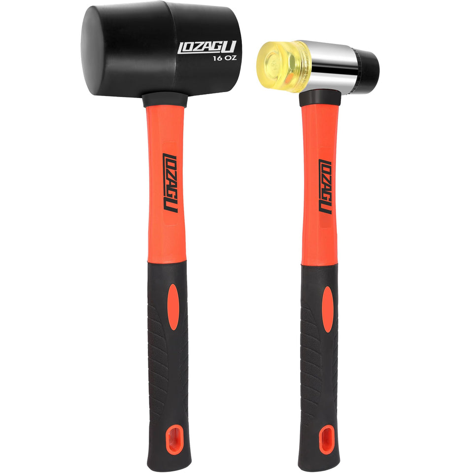 LOZAGU rubber mallet 16oz head for durable tapping on floors and crafts.