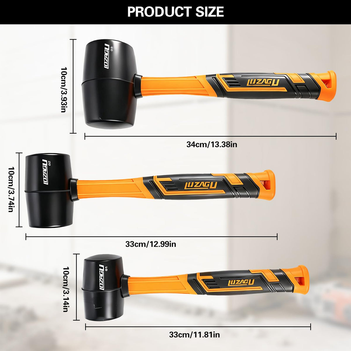 LOZAGU rubber mallet 32oz head close-up for heavy-duty, controlled blows
