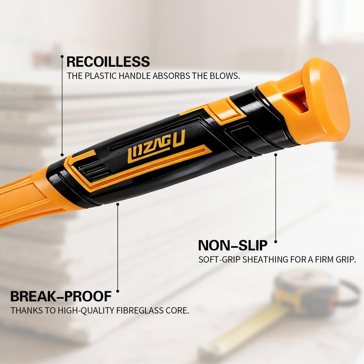 LOZAGU rubber mallet with nonslip grip ensures secure handling