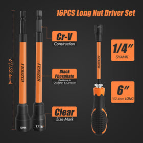6-inch reach helps access tight spots during assembly.