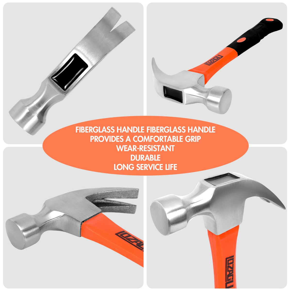 LOZAGU 8oz small hammer offers compact control and vibration dampening.