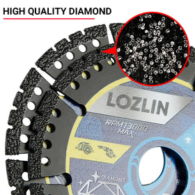 LOZLIN Diamond Blades arbor hole detail emphasizes universal fit with standard angle grinders.