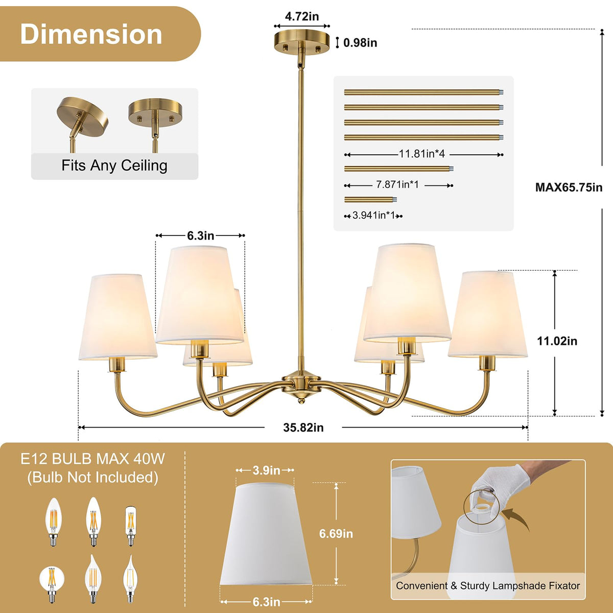 LOZOHOM kitchen island brass gold chandelier for stylish dining.