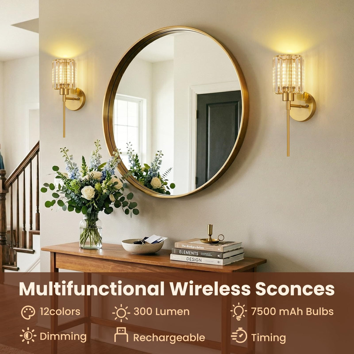 LPAIRO crystal wall sconce remote control enables easy dimming and color changes.