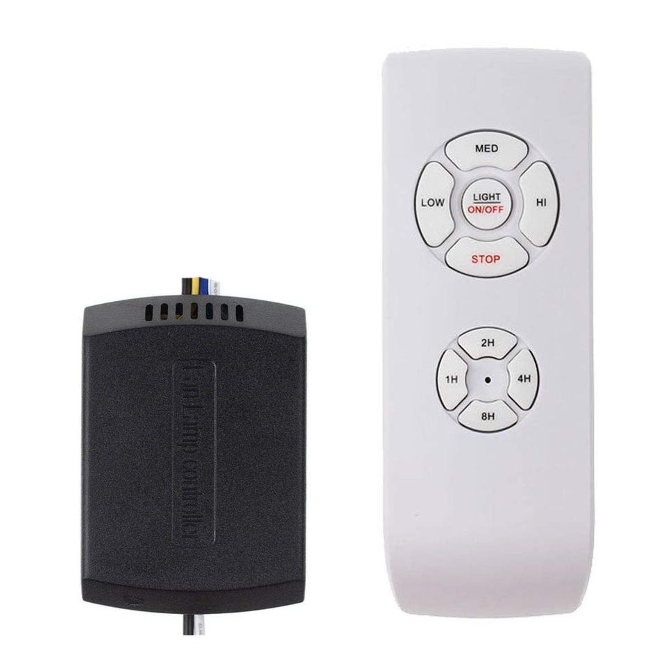 LPHUMEX ceiling fan remote kit, small receiver fits canopy for wireless control.