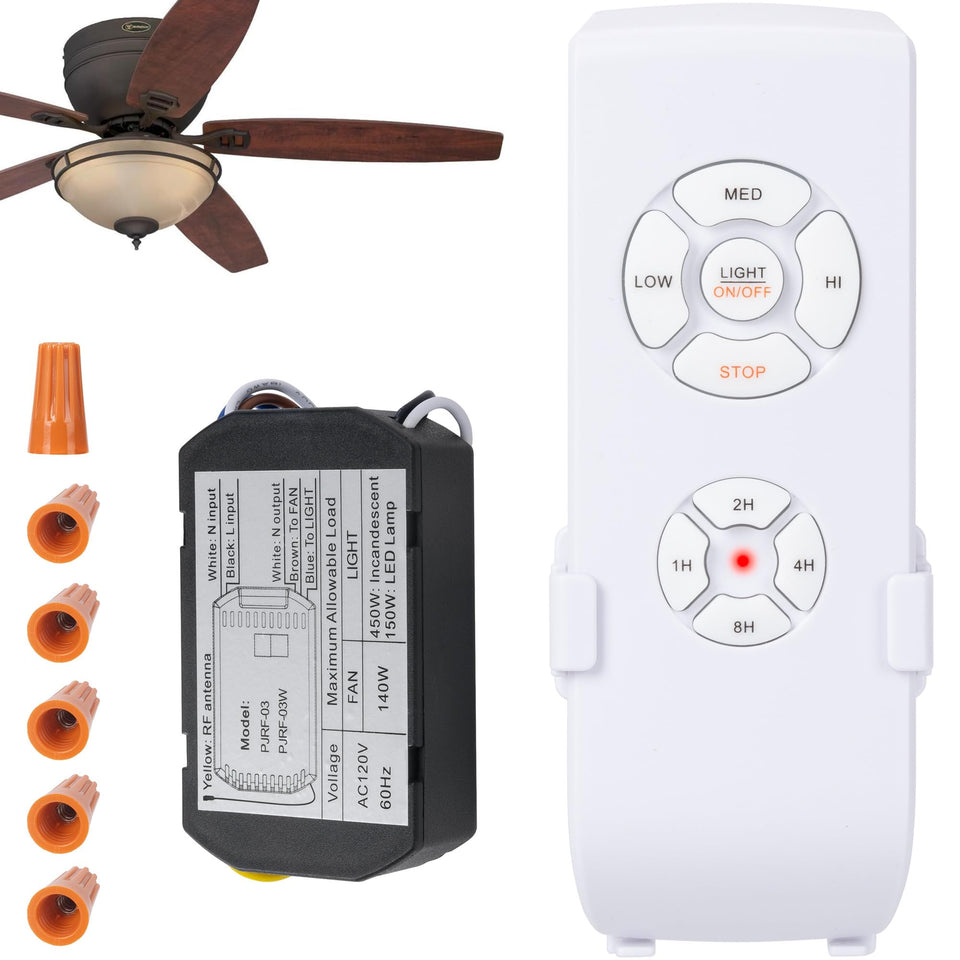 LPHUMEX remote receiver installed inside ceiling fan housing for a clean upgrade.