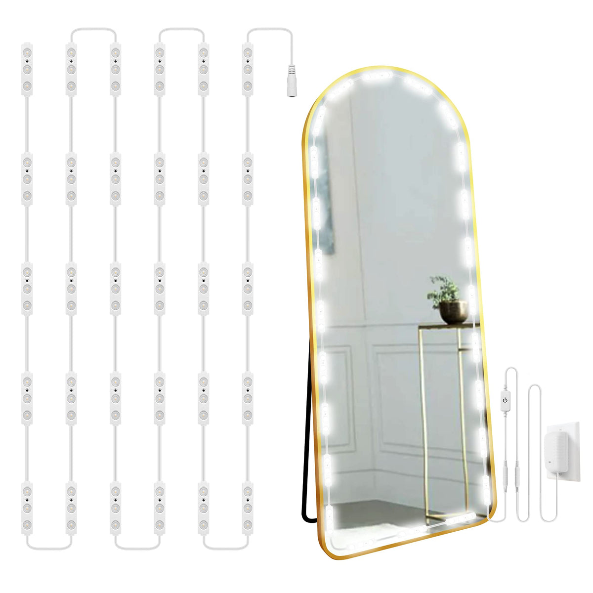 LPHUMEX Hollywood Glam LED vanity lights 14ft for crisp makeup illumination.