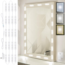 LPHUMEX LED vanity lights with adhesive back for quick, clean installation on any mirror.